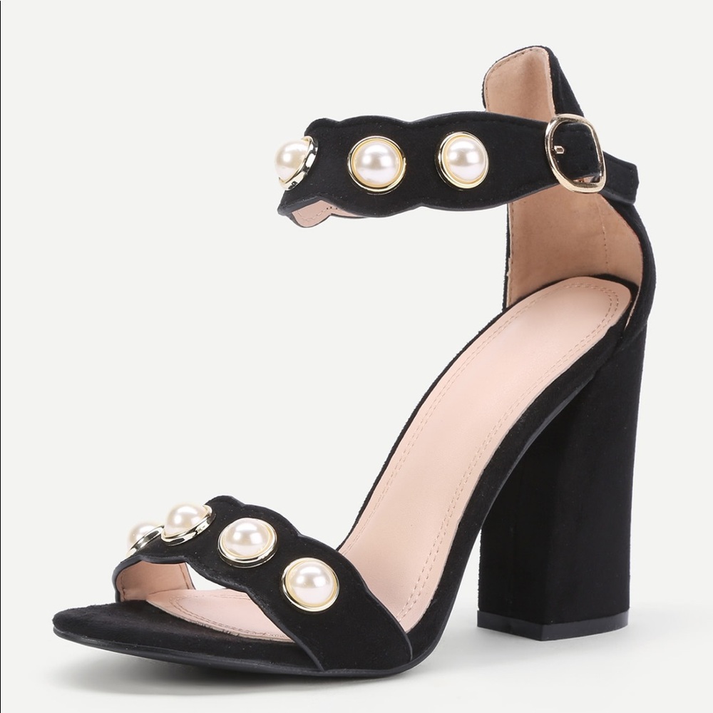 Pearl studs Ankle Strap Heels